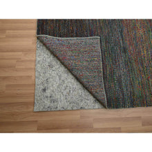 Load image into Gallery viewer, 10&#39;2&quot;x13&#39;10&quot; Charcoal Gray, Modern, Hand Knotted, Colorful Grass Design, Wool And Silk, Tone On Tone, Soft Pile, Oriental Rug FWR499416