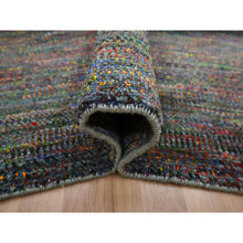 Load image into Gallery viewer, 10&#39;2&quot;x13&#39;10&quot; Charcoal Gray, Modern, Hand Knotted, Colorful Grass Design, Wool And Silk, Tone On Tone, Soft Pile, Oriental Rug FWR499416