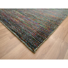 Load image into Gallery viewer, 10&#39;2&quot;x13&#39;10&quot; Charcoal Gray, Modern, Hand Knotted, Colorful Grass Design, Wool And Silk, Tone On Tone, Soft Pile, Oriental Rug FWR499416