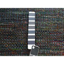Load image into Gallery viewer, 10&#39;2&quot;x13&#39;10&quot; Charcoal Gray, Modern, Hand Knotted, Colorful Grass Design, Wool And Silk, Tone On Tone, Soft Pile, Oriental Rug FWR499416