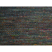 Load image into Gallery viewer, 10&#39;2&quot;x13&#39;10&quot; Charcoal Gray, Modern, Hand Knotted, Colorful Grass Design, Wool And Silk, Tone On Tone, Soft Pile, Oriental Rug FWR499416