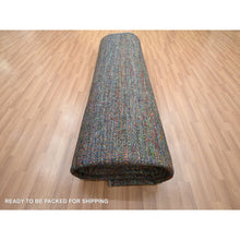 Load image into Gallery viewer, 10&#39;2&quot;x13&#39;10&quot; Charcoal Gray, Modern, Hand Knotted, Colorful Grass Design, Wool And Silk, Tone On Tone, Soft Pile, Oriental Rug FWR499416