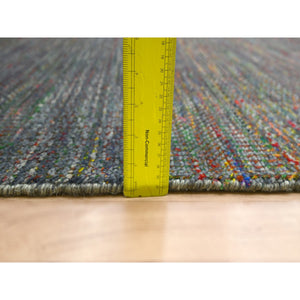 10'2"x13'10" Charcoal Gray, Modern, Hand Knotted, Colorful Grass Design, Wool And Silk, Tone On Tone, Soft Pile, Oriental Rug FWR499416