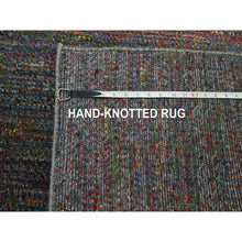 Load image into Gallery viewer, 10&#39;2&quot;x13&#39;10&quot; Charcoal Gray, Modern, Hand Knotted, Colorful Grass Design, Wool And Silk, Tone On Tone, Soft Pile, Oriental Rug FWR499416