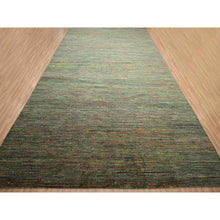 Load image into Gallery viewer, 10&#39;x14&#39;6&quot; Sage Green, Modern Grass Design, Wool And Silk, Hand Knotted, Tone On Tone, Lush And Plush, Oriental Rug FWR499422