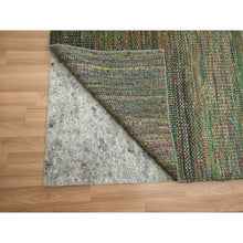 Load image into Gallery viewer, 10&#39;x14&#39;6&quot; Sage Green, Modern Grass Design, Wool And Silk, Hand Knotted, Tone On Tone, Lush And Plush, Oriental Rug FWR499422