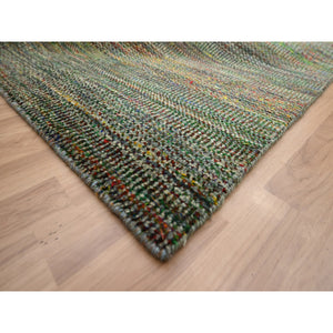 10'x14'6" Sage Green, Modern Grass Design, Wool And Silk, Hand Knotted, Tone On Tone, Lush And Plush, Oriental Rug FWR499422
