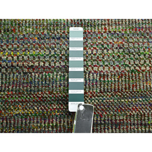 10'x14'6" Sage Green, Modern Grass Design, Wool And Silk, Hand Knotted, Tone On Tone, Lush And Plush, Oriental Rug FWR499422