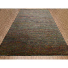 Load image into Gallery viewer, 9&#39;1&quot;x12&#39;2&quot; Dark Olive Green, Wool And Silk, Modern Grass Design, Hand Knotted, Tone On Tone, Lush And Plush, Oriental Rug FWR499434