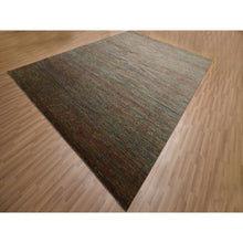 Load image into Gallery viewer, 9&#39;1&quot;x12&#39;2&quot; Dark Olive Green, Wool And Silk, Modern Grass Design, Hand Knotted, Tone On Tone, Lush And Plush, Oriental Rug FWR499434