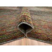 Load image into Gallery viewer, 9&#39;1&quot;x12&#39;2&quot; Dark Olive Green, Wool And Silk, Modern Grass Design, Hand Knotted, Tone On Tone, Lush And Plush, Oriental Rug FWR499434