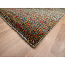 Load image into Gallery viewer, 9&#39;1&quot;x12&#39;2&quot; Dark Olive Green, Wool And Silk, Modern Grass Design, Hand Knotted, Tone On Tone, Lush And Plush, Oriental Rug FWR499434