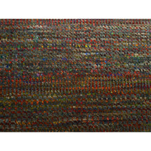 Load image into Gallery viewer, 9&#39;1&quot;x12&#39;2&quot; Dark Olive Green, Wool And Silk, Modern Grass Design, Hand Knotted, Tone On Tone, Lush And Plush, Oriental Rug FWR499434