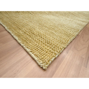 9'x12'1" Shades Of Brown, Wool And Silk, Hand Knotted, Modern Grass Design, Tone On Tone, Lush And Plush, Oriental Rug FWR499440