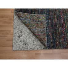 Load image into Gallery viewer, 3&#39;x10&#39;1&quot; Aegean Blue, Wool and Silk, Modern, Colorful Grass Design, Hand Knotted, Tone on Tone, Lush and Plush, Runner, Oriental Rug FWR499458