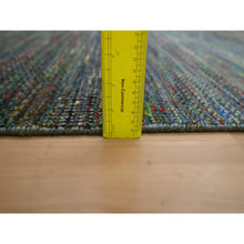 Load image into Gallery viewer, 3&#39;x10&#39;1&quot; Aegean Blue, Wool and Silk, Modern, Colorful Grass Design, Hand Knotted, Tone on Tone, Lush and Plush, Runner, Oriental Rug FWR499458
