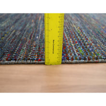 Load image into Gallery viewer, 3&#39;x10&#39;2&quot; Cobalt Blue, Hand Knotted, Colorful Grass Design, Wool And Silk, Tone On Tone, Modern, Lush And Plush, Runner, Oriental Rug FWR499464