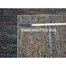 Load image into Gallery viewer, 3&#39;x10&#39;2&quot; Cobalt Blue, Hand Knotted, Colorful Grass Design, Wool And Silk, Tone On Tone, Modern, Lush And Plush, Runner, Oriental Rug FWR499464