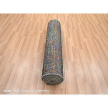 Load image into Gallery viewer, 2&#39;9&quot;x10&#39;2&quot; Yale Blue, Colorful Grass Design, Wool And Silk, Modern, Hand Knotted, Tone On Tone, Lush And Plush, Runner, Oriental Rug FWR499470