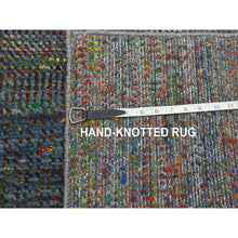 Load image into Gallery viewer, 2&#39;9&quot;x10&#39;2&quot; Yale Blue, Colorful Grass Design, Wool And Silk, Modern, Hand Knotted, Tone On Tone, Lush And Plush, Runner, Oriental Rug FWR499470