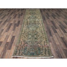 Load image into Gallery viewer, 2&#39;9&quot;x10&#39;7&quot; Dark Vanilla Brown, Tea Washed, Vintage Persian Karajeh, Sheared Low, Zero Pile, Sides And Ends Professionally Secured, Hand Knotted, Pure Wool, Narrow Runner, Oriental Rug FWR4992