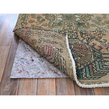 Load image into Gallery viewer, 2&#39;9&quot;x10&#39;7&quot; Dark Vanilla Brown, Tea Washed, Vintage Persian Karajeh, Sheared Low, Zero Pile, Sides And Ends Professionally Secured, Hand Knotted, Pure Wool, Narrow Runner, Oriental Rug FWR4992