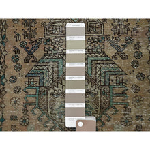 Load image into Gallery viewer, 2&#39;9&quot;x10&#39;7&quot; Dark Vanilla Brown, Tea Washed, Vintage Persian Karajeh, Sheared Low, Zero Pile, Sides And Ends Professionally Secured, Hand Knotted, Pure Wool, Narrow Runner, Oriental Rug FWR4992