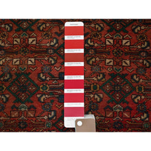 Load image into Gallery viewer, 2&#39;5&quot;x9&#39;4&quot; Brick Red, Vintage Persian Hamadan With Distinct Abrash, Fish All Over Design, Stone Washed, Cropped Thin, Zero Pile, Sides And Ends Professionally Secured, Hand Knotted, Pure Wool, Narrow Runner, Oriental Rug FWR5022