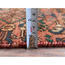 Load image into Gallery viewer, 2&#39;5&quot;x9&#39;4&quot; Brick Red, Vintage Persian Hamadan With Distinct Abrash, Fish All Over Design, Stone Washed, Cropped Thin, Zero Pile, Sides And Ends Professionally Secured, Hand Knotted, Pure Wool, Narrow Runner, Oriental Rug FWR5022