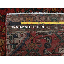 Load image into Gallery viewer, 2&#39;5&quot;x9&#39;4&quot; Brick Red, Vintage Persian Hamadan With Distinct Abrash, Fish All Over Design, Stone Washed, Cropped Thin, Zero Pile, Sides And Ends Professionally Secured, Hand Knotted, Pure Wool, Narrow Runner, Oriental Rug FWR5022