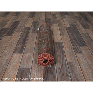 2'x5'8" Carob Brown, Vintage Persian Hamadan With All Over Fish Design, Distressed And Worn, Cropped Thin, Zero Pile, Sides And Ends Professionally Secured, Hand Knotted, 100% Wool, Fragment, Narrow Runner, Oriental Rug FWR5028