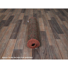 Load image into Gallery viewer, 2&#39;x5&#39;8&quot; Carob Brown, Vintage Persian Hamadan With All Over Fish Design, Distressed And Worn, Cropped Thin, Zero Pile, Sides And Ends Professionally Secured, Hand Knotted, 100% Wool, Fragment, Narrow Runner, Oriental Rug FWR5028