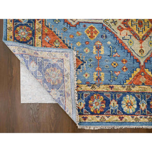 8'10"x11'10" Light Blue, Hand Knotted Shiraz Design With Serrated Medallions, Supple Collection Pure Wool, Oriental Rug FWR504030