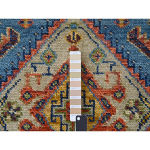 8'10"x11'10" Light Blue, Hand Knotted Shiraz Design With Serrated Medallions, Supple Collection Pure Wool, Oriental Rug FWR504030