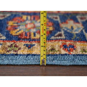 8'10"x11'10" Light Blue, Hand Knotted Shiraz Design With Serrated Medallions, Supple Collection Pure Wool, Oriental Rug FWR504030