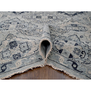 13'9"x17'9" Silver Gray, Natural Wool Hand Knotted, Anatolian Design, Supple Collection Thick And Plush, Oversized Oriental Rug FWR504144