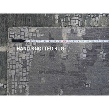 Load image into Gallery viewer, 14&#39;x18&#39; Taupe, Abstract With Mosaic Design Dense Weave, Wool And Silk Hand Knotted, Oversized Persian Knot Oriental Rug FWR504186