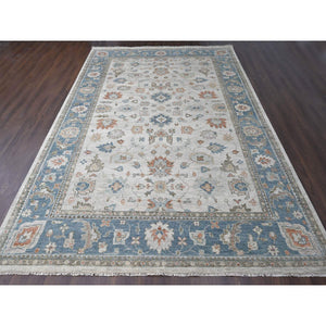 12'x17'9" Light Gray, Natural Wool Hand Knotted, Oushak Design, Supple Collection Thick And Plush, Oversized Oriental Rug FWR504204