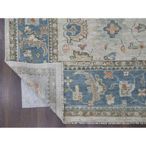 12'x17'9" Light Gray, Natural Wool Hand Knotted, Oushak Design, Supple Collection Thick And Plush, Oversized Oriental Rug FWR504204