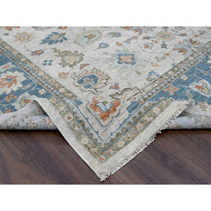 12'x17'9" Light Gray, Natural Wool Hand Knotted, Oushak Design, Supple Collection Thick And Plush, Oversized Oriental Rug FWR504204