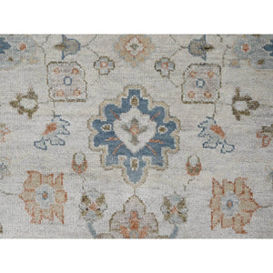 12'x17'9" Light Gray, Natural Wool Hand Knotted, Oushak Design, Supple Collection Thick And Plush, Oversized Oriental Rug FWR504204