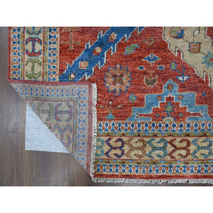 12'x14'10" Coral Red, Heriz with All Over Design, Supple Collection Thick and Plush, Soft Wool Hand Knotted, Oversized Oriental Rug FWR504216