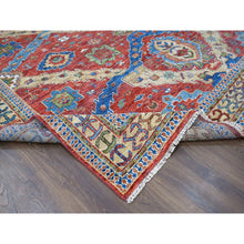 Load image into Gallery viewer, 12&#39;x14&#39;10&quot; Coral Red, Heriz With All Over Design, Supple Collection Thick And Plush, Soft Wool Hand Knotted, Oversized Oriental Rug FWR504216