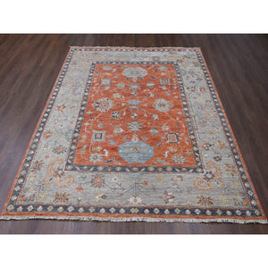 8'10"x11'10" Burnt Orange, Hand Knotted Oushak Design, Supple Collection Thick and Plush, Extra Soft Wool Oriental Rug FWR504282
