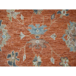 8'10"x11'10" Burnt Orange, Hand Knotted Oushak Design, Supple Collection Thick and Plush, Extra Soft Wool Oriental Rug FWR504282