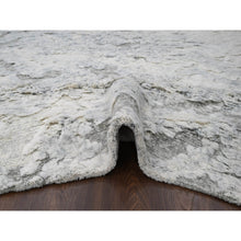 Load image into Gallery viewer, 8&#39;x9&#39;10&quot; Ivory With Light Gray, Thick &amp; Plush, Moroccan Weave, Contemporary Design, Soft &amp; Handspun Wool Hand Knotted Oriental Rug FWR504546