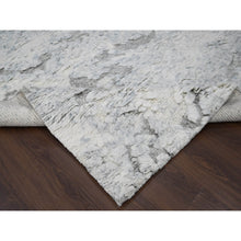 Load image into Gallery viewer, 8&#39;x9&#39;10&quot; Ivory With Light Gray, Thick &amp; Plush, Moroccan Weave, Contemporary Design, Soft &amp; Handspun Wool Hand Knotted Oriental Rug FWR504546