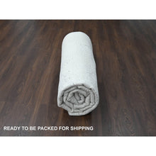 Load image into Gallery viewer, 8&#39;x9&#39;10&quot; Ivory With Light Gray, Thick &amp; Plush, Moroccan Weave, Contemporary Design, Soft &amp; Handspun Wool Hand Knotted Oriental Rug FWR504546