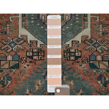 Load image into Gallery viewer, 2&#39;x7&#39;9&quot; Rust Red, Vintage Persian Karajeh Heriz With Geometric Medallions Design, Hand Knotted, 100% Wool, Distressed, Shaved Down, Zero Pile, Sides And Ends Professionally Secured, Narrow Runner, Oriental Rug FWR5040