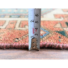 Load image into Gallery viewer, 2&#39;x7&#39;9&quot; Rust Red, Vintage Persian Karajeh Heriz With Geometric Medallions Design, Hand Knotted, 100% Wool, Distressed, Shaved Down, Zero Pile, Sides And Ends Professionally Secured, Narrow Runner, Oriental Rug FWR5040